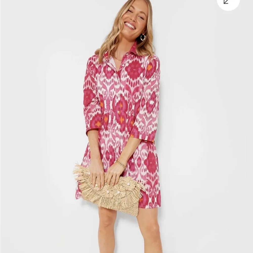 Tuckernuck Pink Ikat Mini Shirt Dress